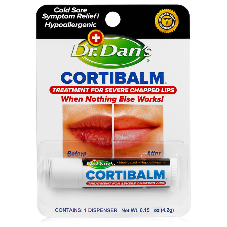 Dr Dans Cortibalm Medicated Lip Balm with Hydrocortisone Healing Treatment Lip Moisturizer for Severely Chapped Very Dry