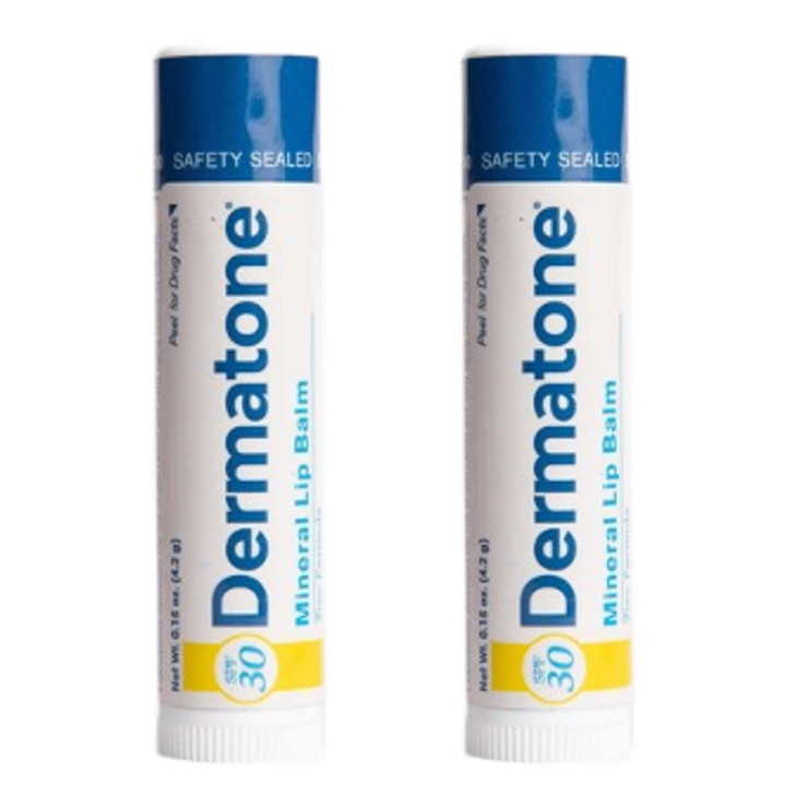 Dermatone Mineral Lip Balm Moisturizing Reef Safe Oxybenzone Free SPF 30 Sun Protection Zinc Oxide Lip Sunscreen Jojoba