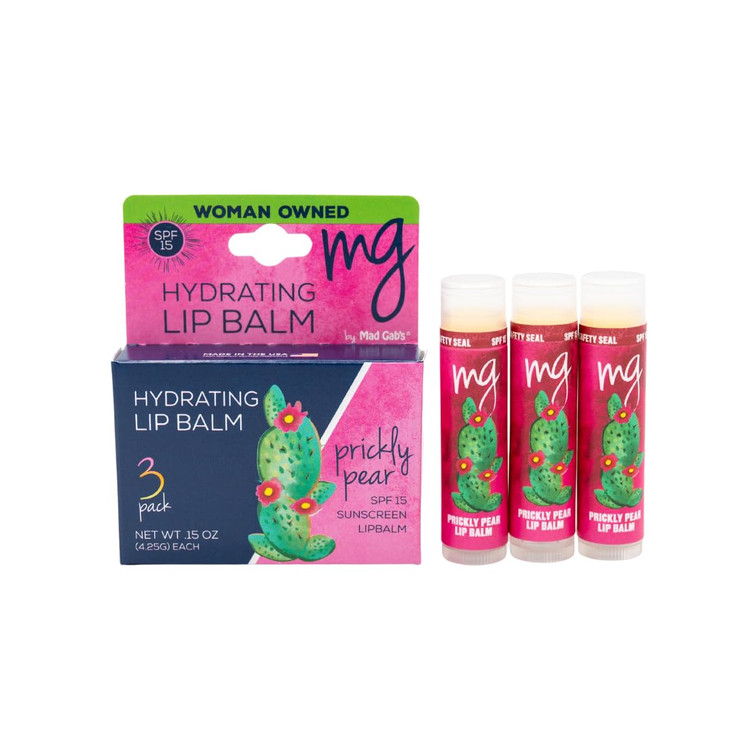 Mad Gabs MG Signature Prickly Pear Lip Balms with SPF 15 Pack of 3