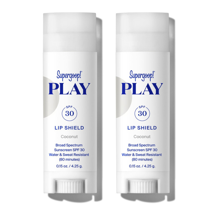 Supergoop PLAY Lip Shield SPF 30 with Coconut Pack of 2 Moisturizing Lip Treatment For Dry Cracked Lips Broad Spectrum U