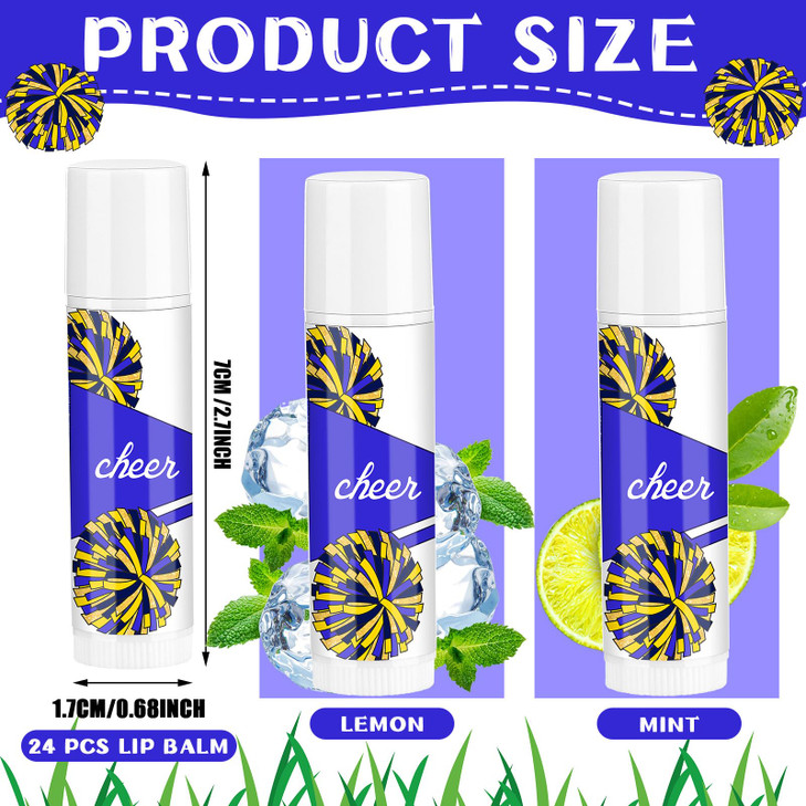 Suttmin 24 Pcs Cheer Lip Balm Bulk Cheer Teams Camp Gifts Pom Pom Leaders Party Favors Gear Lip Balm Valentines Day Gift