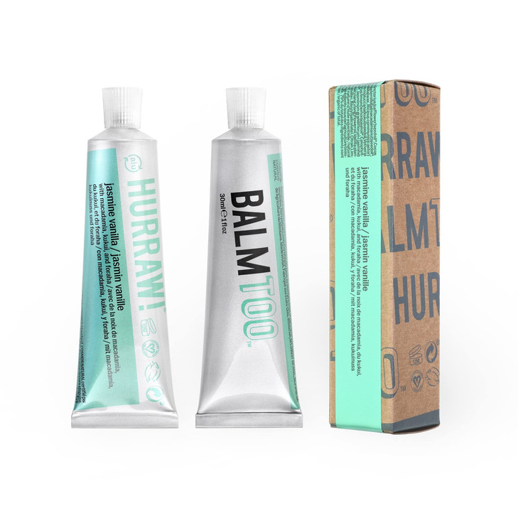 Hurraw Balmtoo Squeezable Balm Jasmine Vanilla Thick ultramoisturizing Anywhere application Body face lips neck fingers