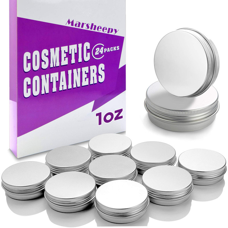 30 ml1 oz24 Pack Silver Aluminum Round Lip Balm Tin Storage Jar Containers with Screw Cap for Lip Balm Cosmetic Candles
