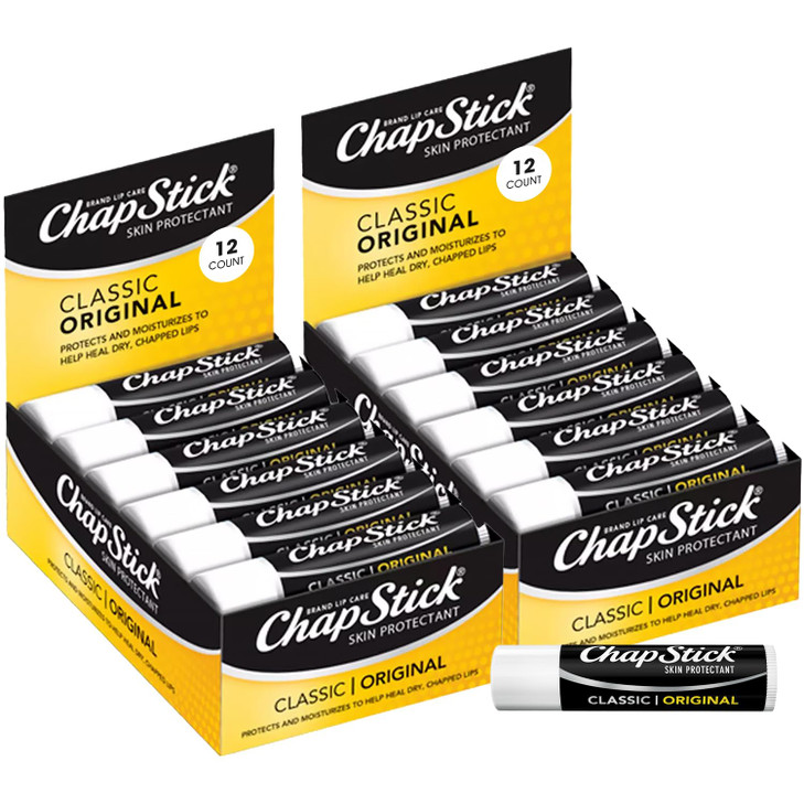 ChapStick Bulk Lip Balm Classic Original 24Count Lip Moisturizer for Dry Lips 015 Ea
