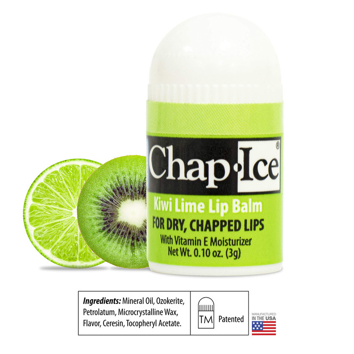 ChapIce 12Count Mini Kiwi Lime Lip Balm Lip Balm Pack Fortified with Vitamin E for Dry Cracked Lips Made in USA