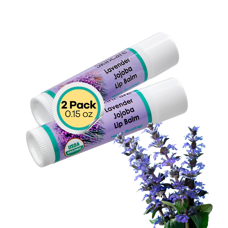 Desert Oasis Skincare USDA Organic Lavender Lip Balm 70 Jojoba Oil with Beeswax Natural Lavender Essential Oil Softens C