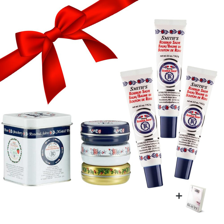 Rose bud Salve Collectors Lavish Layers 3x Set 3x Rosebud Trio Lip Balm Original Salve Minted Rose Strawberry Lip Balm T