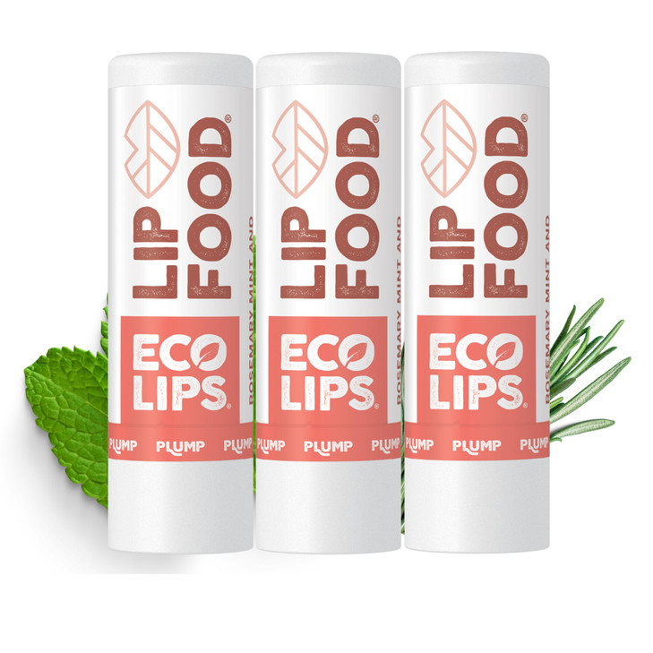 Eco Lips Lip Food Organic Lip Balm Plump Rosemary Mint Flavor 3pack