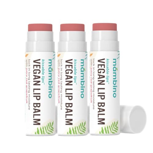 Mambino Organics Kissable Lips Vegan Lip Balm Glossy Pink Grapefruit Lip Moisturizer Hydrating PlantBased Lip Care with