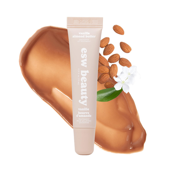 ESW Beauty Vanilla Almond Butter Lip Treatment Light Caramel Brown Tint with Shea Butter Vitamin E Vanilla Almond for En
