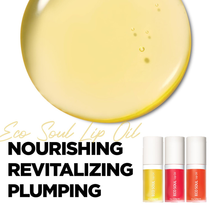 THESAEM Eco Soul Lip Oil 01 Honey Plumping Hydrating Lip Oil to Nourish Moisturize Lips Sunflower Seed Oil Olive Oil Lip
