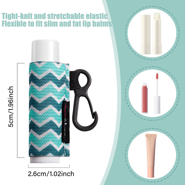 HEYSKAY Lip Balm Holder Sleeves Keychain Chapstick Elastic Sleeves DinausaurSheepWave strip