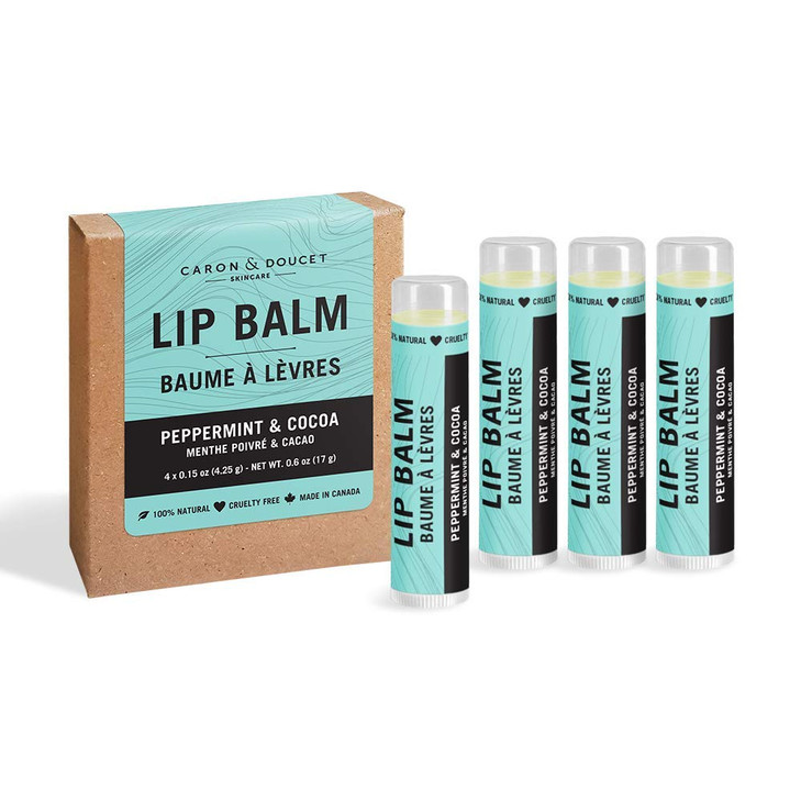 Caron Doucet 100 Natural Lip Balm Premium Beeswax Olive Oil Moisturizing Lip Balm Best for Dry Chapped Lips Pack of 4 Pe