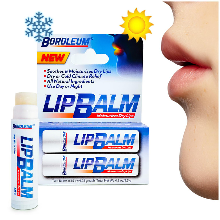 Natural Lip Balm by Boroleum Best Chapped Lip Moisturizer for Dry Cracked Lips All Natural Ingredients for Men Women and