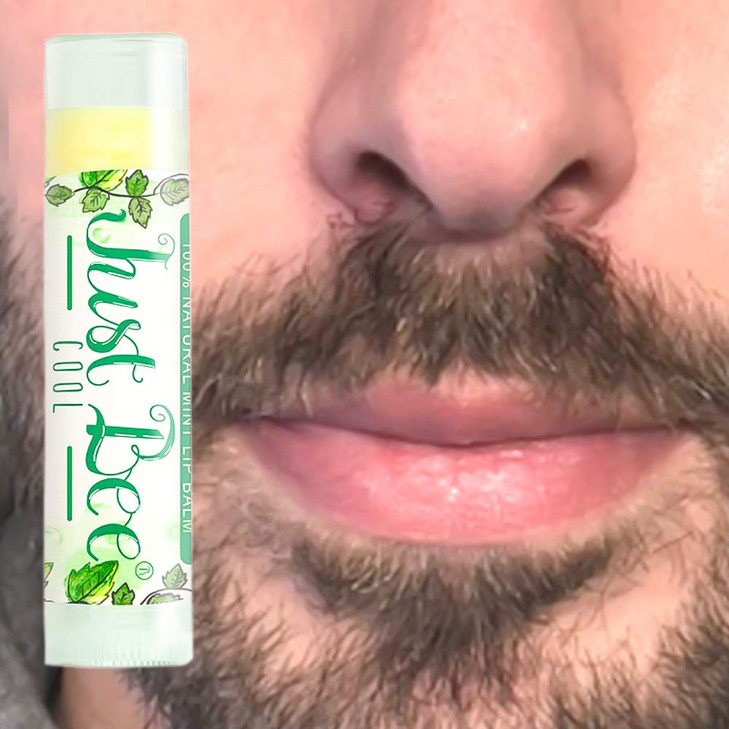 Just Bee 100 Natural Beeswax Lip Balm with Organic Oils Cool Peppermint 4 pack