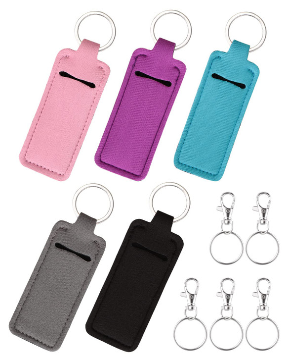 Meiiy Lip Balm Sleeve Pouch Chapstick Holder With Clip Lipstick Lip Gloss Holder Stocking Stuffers Gift for Women 5pcs