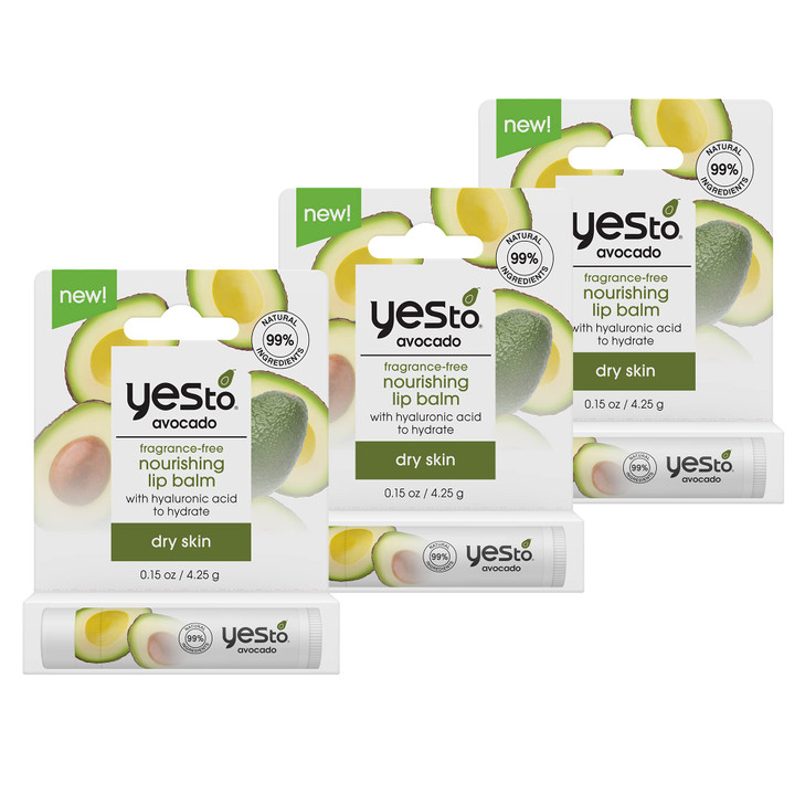 Yes To FragranceFree Avocado Nourishing Lip Balm Moisturizing NonSticky Salve To Replenish Lips With Nutrients With Omeg