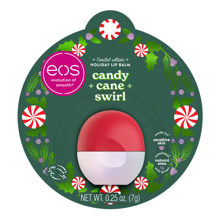 Eos Limited Edition Holiday Lip Balm Candy Cane Swirl Christmas Gifts Stocking Stuffers Lip Care Products 025 oz