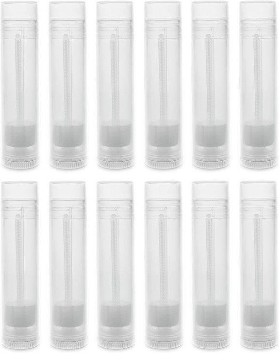 Handy Basics Lip Balm Empty Container Tubes 316 Oz 55ml Pack of 12 Natural Translucent Color