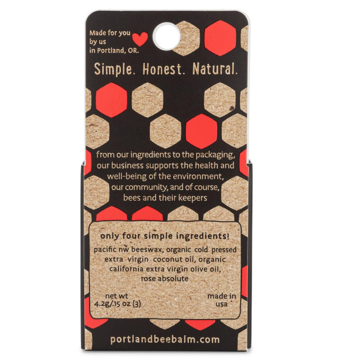 Portland Bee Balm All Natural Handmade Beeswax Based Lip Balm Rose Garden 3 Count