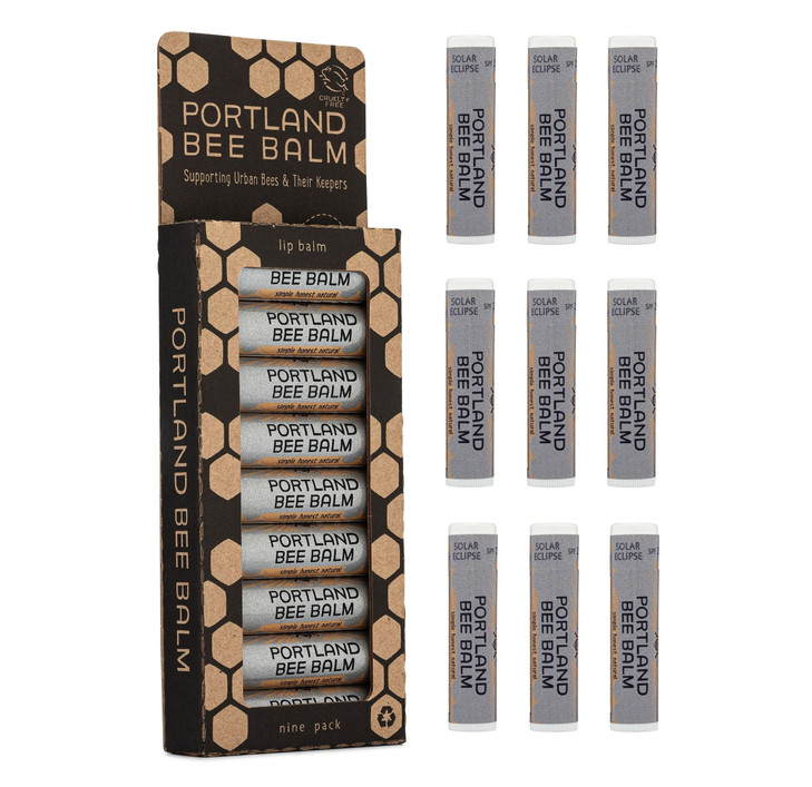 Portland Bee Balm Solar Eclipse All Natural Handmade Beeswax Based SPF 15 Lip Balm 9 Count