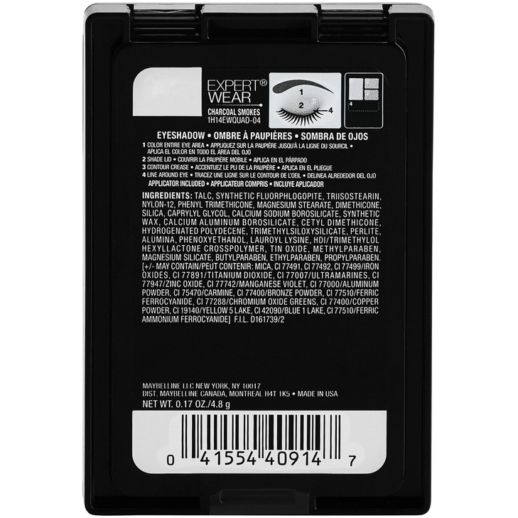 Maybelline New York Expert Wear Eyeshadow Quads, Charcoal Smokes, 0.17 oz. online at globaldelivered
