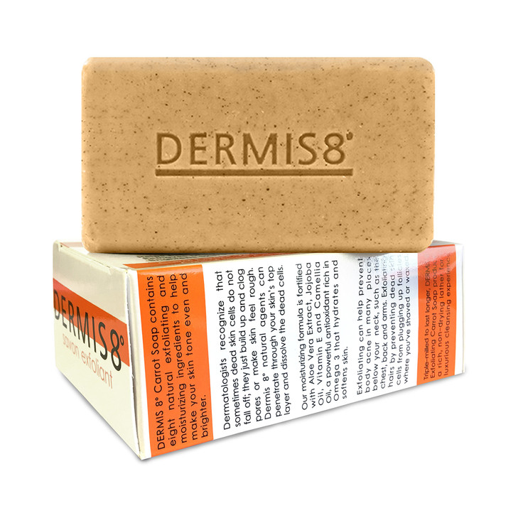 Dermis 8 Exfoliating Beauty Bar Soap with Carrot & Camellia Oil, 200gr online at globaldelivered