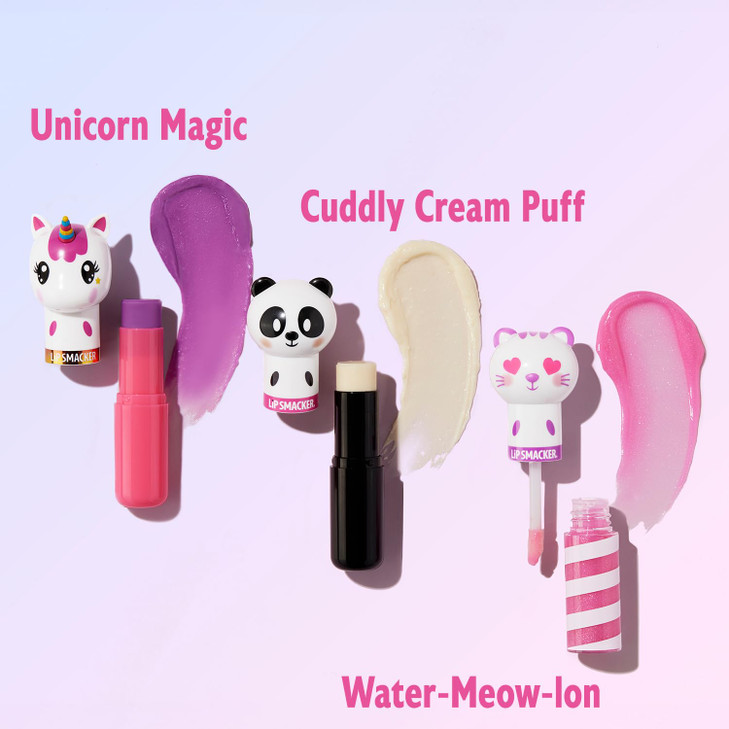Lip Smacker Lippy Pals Set of 3 Flavored Moisturizing Smoothing Soft Shine Lip Balm Hydrating Protecting Fun Tasty Flavo