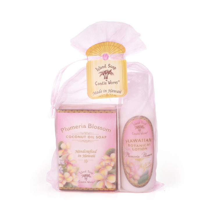 Island Soap Candle Works Soap and Lotion Organza Set Plumeria