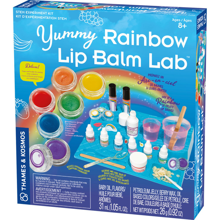 Thames Kosmos Yummy Rainbow Lip Balm Lab STEM Kit Make Lip Balms Glosses Strawberry Grape Banana Flavors Cosmetic Jars C