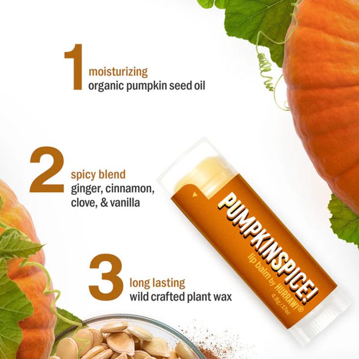 Hurraw Pumpkin Spice Lip Balm Organic Certified Vegan Cruelty and Gluten Free NonGMO 100 Natural Ingredients Bee Shea So