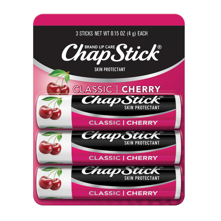 ChapStick Classic Cherry Lip Balm Tubes for Lip Care 015 Oz Pack of 3