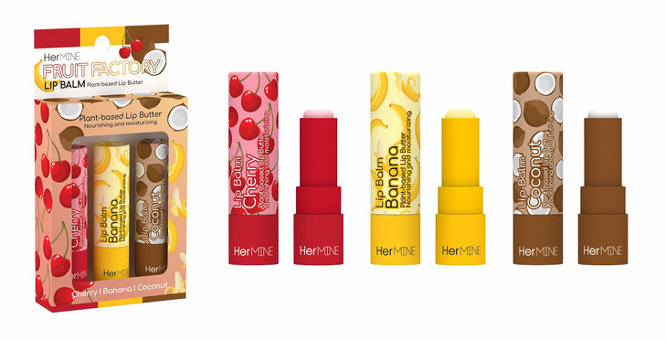 HerMINE Lip Balm Plantbased Lip Butter 3 Pack Nourishing Moisturizing LipBalm LipButter Long Lasting Delicious Flavors I