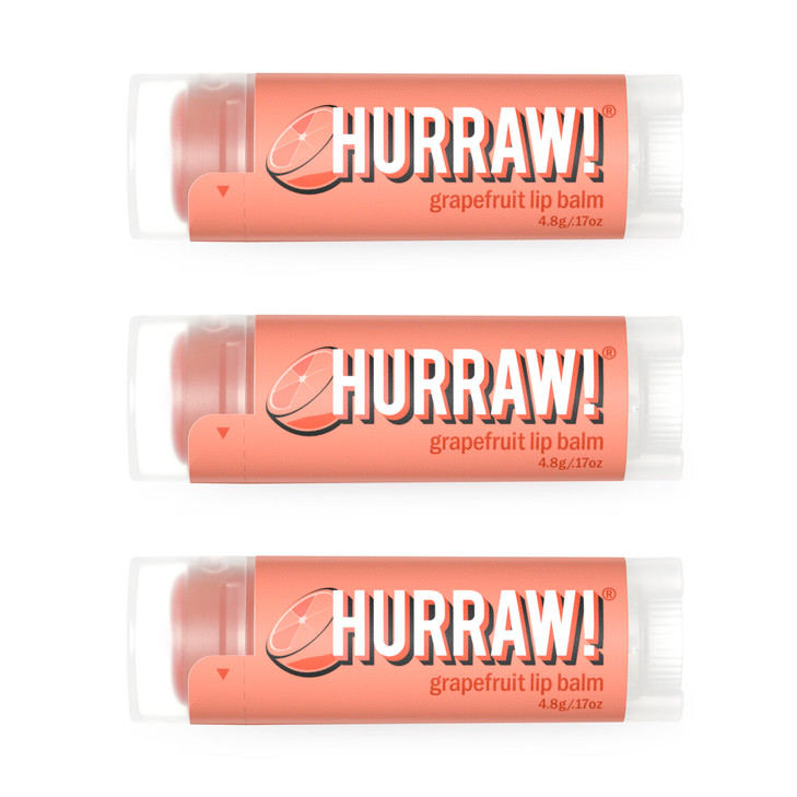 Hurraw Grapefruit Lip Balm 3 Pack Organic Certified Vegan Cruelty and Gluten Free NonGMO 100 Natural Ingredients Bee She