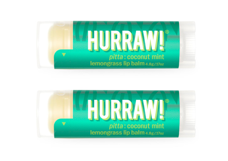 Hurraw Coconut Mint Lemongrass Pitta Lip Balm 2 Pack Organic Certified Vegan Cruelty and Gluten Free NonGMO 100 Natural