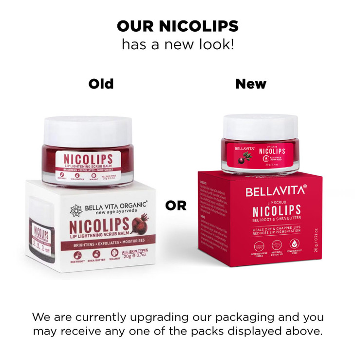BellaVita Luxury NicoLips Lip Scrub 20gm Lip Balm For Exfoliation Dark Lip Moisturizing With Goodness of Beetroot Shea B