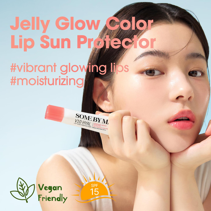 SOME BY MI V10 Hyal Lip Sun Protector Rosy Pack of 2 046oz Korean Tinted Glow SPF 15 Sunscreen Lip Balm for Dry Sensitiv