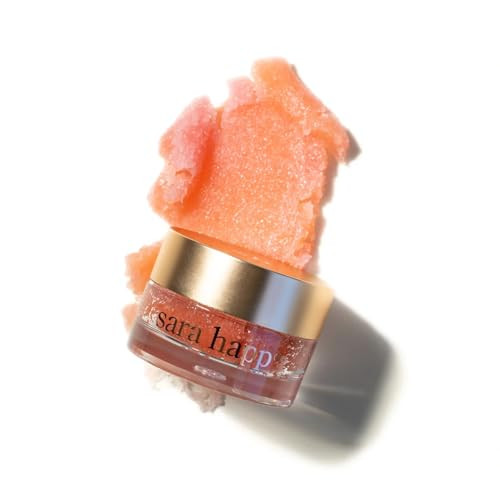 Sara Happ The Lip Scrub Sparkling Peach Sugar Scrub for Dry Lips Gently Exfoliate Polish and Revitalize Lips with Vitami