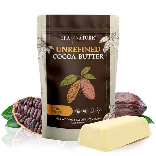 Era of Nature Cocoa Butter Raw 100 Pure Unrefined ColdPressed Cacao For DIY Skincare Haircare Deep Hydration for Skin Ha
