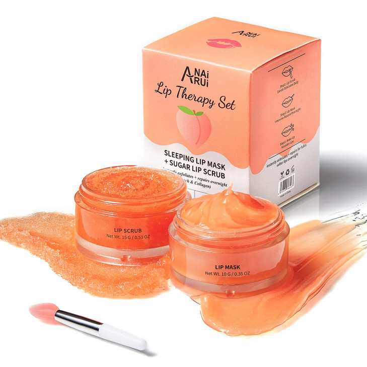 ANAI RUI Lip Scrub Mask Set Lip Scrubber Exfoliator Lip Sugar Scrub Lip Sleeping Mask Moisturizering for Dry Chapped Dar