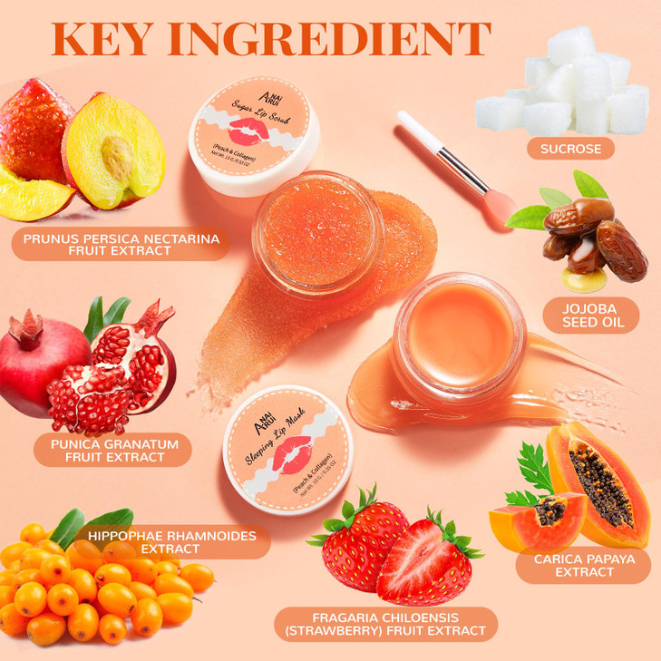 ANAI RUI Lip Scrub Mask Set Lip Scrubber Exfoliator Lip Sugar Scrub Lip Sleeping Mask Moisturizering for Dry Chapped Dar
