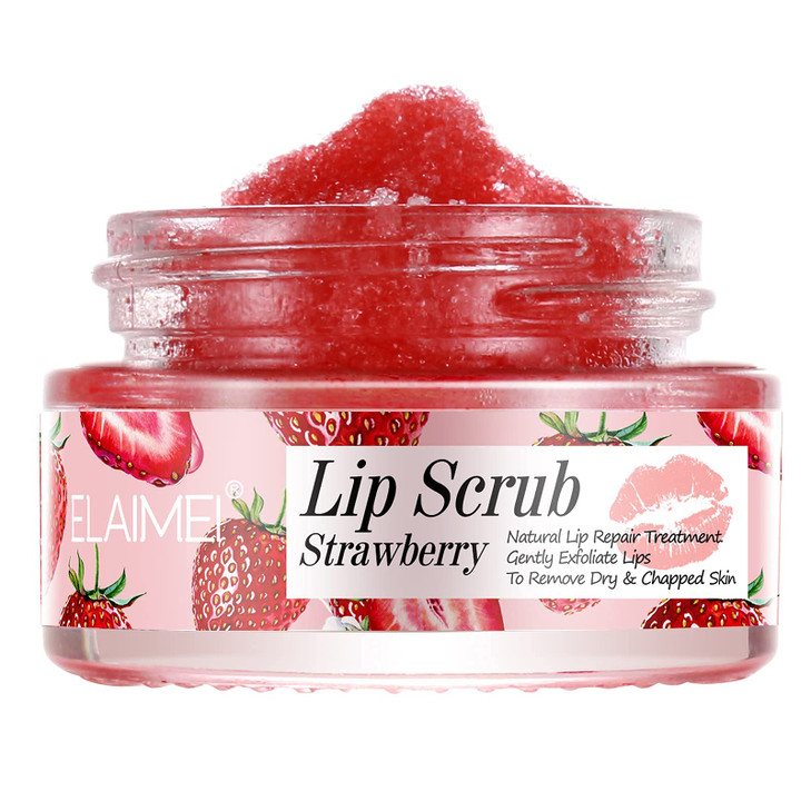 Strawberry Lip Scrub Repair Exfoliator Moisturizer for Chapped Dry and Flaky Lips