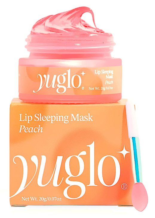 YUGLO Lip Sleeping Mask Peach Flavor Hydrating Soothing Lip Treatment for Dry Chapped Lips Plumps Moisturizes Overnight