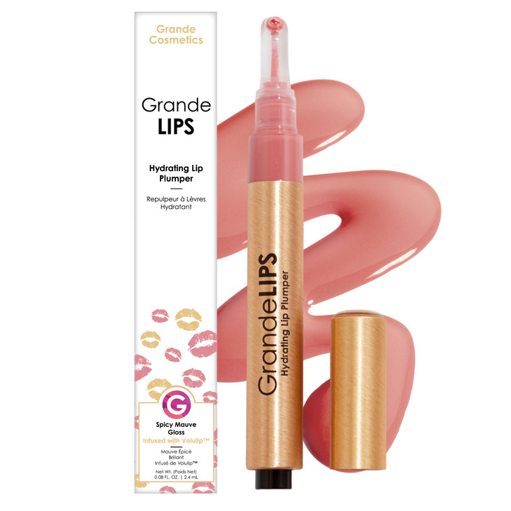 Grande Cosmetics GrandeLIPS Hydrating Lip Plumper Gloss for FullerLooking Hydrated Lips Spicy Mauve 0084 oz