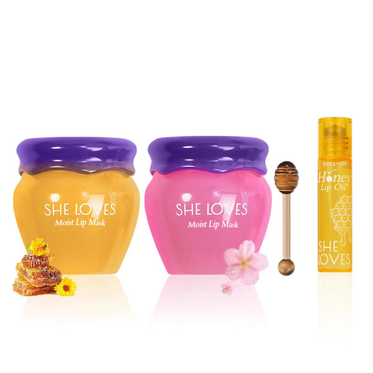2PCS Lip Mask Overnight HoneySakura Day and Night Repair Sleeping Lip Balm Fade Lip Lines Bee Balm Hydrating Prevention