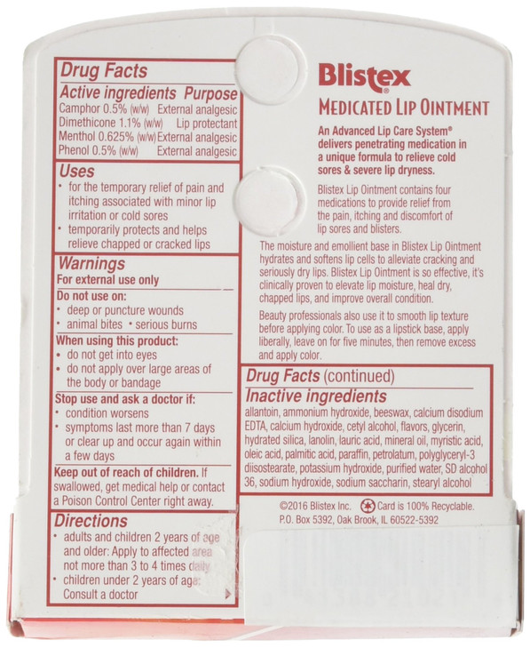 Blistex Medicated Lip Ointment 021 oz Pack of 6