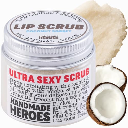 Handmade Heroes 100 Natural Lip Scrub Vegan Conditioning Coconut Exfoliator Gentle Exfoliant Sugar Polish and Scrubber f