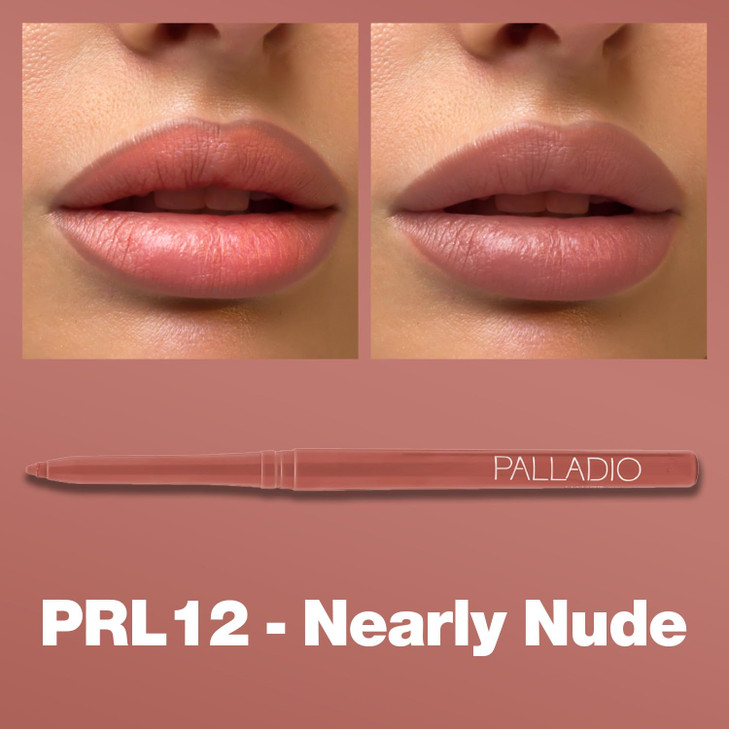 Palladio Retractable Waterproof Lip Liner High Pigmented and Creamy Color Slim Twist Up Smudge Proof Formula with Long L