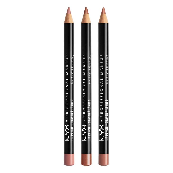NYX PROFESSIONAL MAKEUP Slim Lip Liner Set LongLasting Creamy Lip Liner Pack Of 3 Peakaboo Neutral Nude Pink Ever