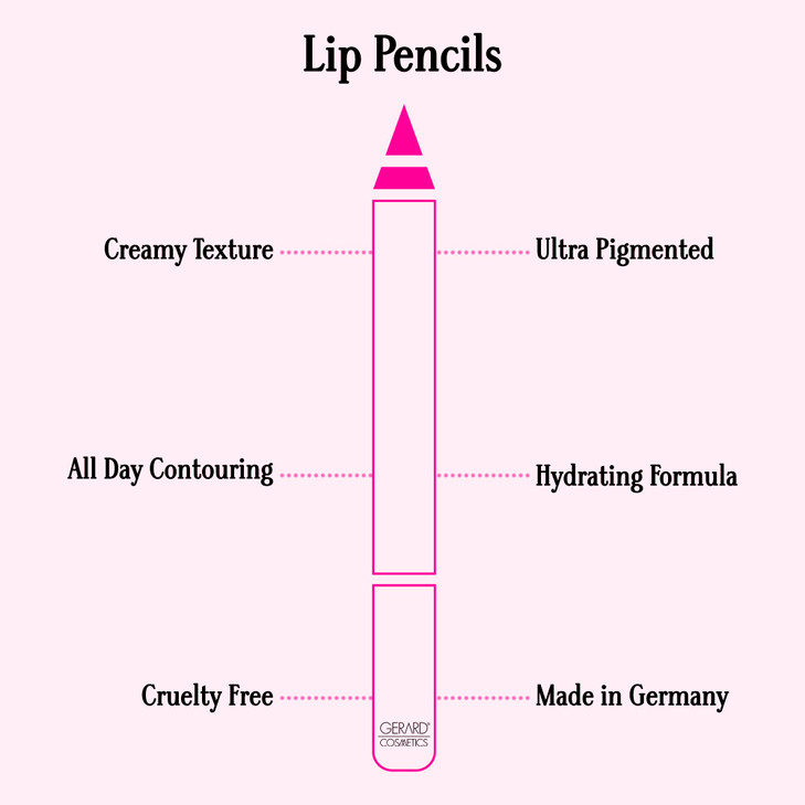 Gerard Cosmetics Lip Pencil Bel Air Ultra Pigmented Matte Pink Lip Liner Long Lasting Hydrating Creamy Formula Cruelty F